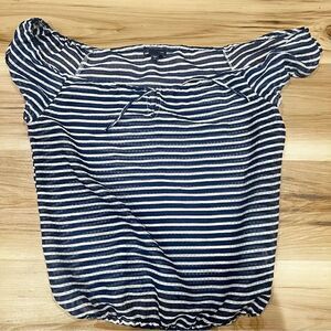 Gap Blue and White Banded Off the Shoulder Striped Blouse Womens Small